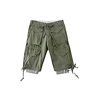 han hong short de rue pour homme - plusieurs poches - style militaire - en coton - pour homme, comme indiqué sur la photo, xs