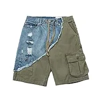 han hong short cargo en jean pour homme avec poches multiples pour l'été, comme indiqué sur la photo, s