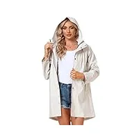 uniquebella - veste de pluie pour femme - imperméable - avec capuche - coupe-vent et résistante aux intempéries - veste de mi-saison respirante, pour l'extérieur, l