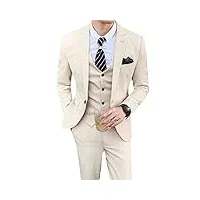(veste + gilet + pantalon) - costume formel à carreaux rétro pour homme - costume 3 pièces, tz830 blanc9, 3xs