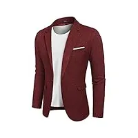 coofandy veste de loisirs pour homme - coupe droite - blazer - veste de costume d'affaires à un bouton, a-bordeaux., m