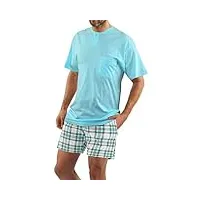 sesto senso pyjama homme court coton vetements de nuit ensembles manche courte pantalon courts xl 2576/17 turquoise