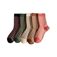 tjlss 5 paires harajuku femmes chaussettes longues hiver jambières coton chaussettes treetwear cyclisme chaussettes ensemble