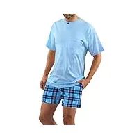 sesto senso pyjama homme court coton vetements de nuit ensembles manche courte pantalon courts m 2629/13 bleu clair