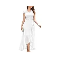 bbonlinedress robe blanche femme longue de demoiselle d'honneur femme cocktail soirée mariage invité bal de promo anniversaire en mousseline de soie white xs
