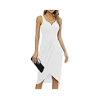 missufe robe de cocktail élégante pour femme, robe de soirée rockabilly moulante vintage, blanc., xs