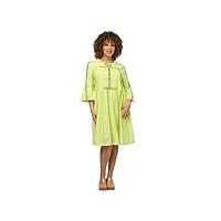 ulla popken femme grandes tailles robe tunique. imprimé ethnique. col tunisien, manches 3/4. vert jaune 50+ 818572400-50+