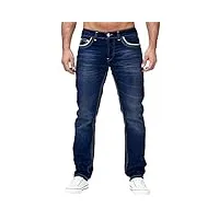 orandesigne jeans coupe droite pour hommes jeans stretch coupe slim pantalon de travail couleur pure basique décontracté pantalons en denim d bleu foncé m