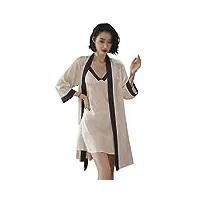 pyjama à bloc de couleurs pour femmes soie glacée mince vêtements de maison sexy porte-jarretelles pyjamas peignoir ensembles deux pièces (couleur : d, taille : m) (dm)