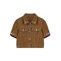 sdfgh chemise en jean marron for femme polo à manches courtes chemisier d'été vintage crop tops (color : d, size : l)