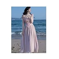 royaux robe d'été pour femme vintage robes élégantes robe à bretelles style doux robe maxi de vacances en bord de mer (couleur : d, taille : m) (ds)