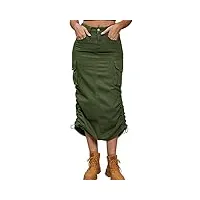 maeau jupe en jean pour femme - motif boutons - fente latérale - taille haute - longueur moyenne - irrégulière - fente a - stretch - vintage - courte - pour l'été - xs s m l xl 2xl, vert a1, s