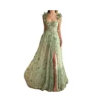 zhengquan robe de soirée en dentelle 3d avec motif papillon et bretelles spaghetti pour femme, vert sauge, 56