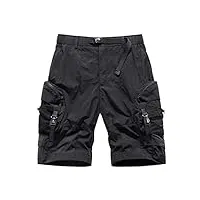 lang xu glass pantalon cargo techwear pour homme - short hip hop streetwear - plusieurs poches - noir, noir , l