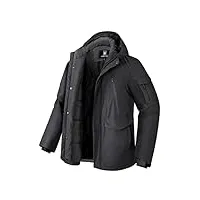 pioneer camp manteau homme hiver imperméable doublé polaire chaud veste avec 9 poches capuche coupe-vent isolée homme jacket parka noir m