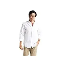 chemise en lin et coton pour hommes - fabriqué au portugal (as4, alpha, x_l, regular, regular, blanc)