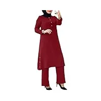 ensemble de 2 pièces pour femme musulmane, ramadan, turquie, abaya lsamic - chemisier à manches longues et pantalon large