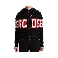gcds black cashmere hooded button down logo cardigan jacket it40|s