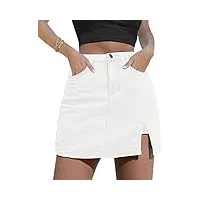goldpkf jupe en jean pour femme jupe courte jupe d'été pour femme jupe mi-corps jupe en ligne jupe ouverte sur les hanches mode blanc moyen