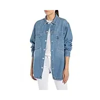 replay chemise en jean pour femme en denim, bleu (medium blue 009), xs