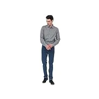 trussardi chemise à manches longues pour homme, en coton, couleur blanche/brun/gris, blanc/marron/gris, 36