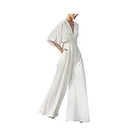 combinaison pour femme, dos nu imprimé, longueur baggy, pantalon d'été avec ceinture pour femme, mode fête, grenouillère légère et ample, x02 - blanc, l