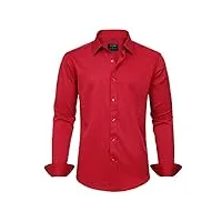 j.ver chemise homme chemisette homme manches longues chemise regular fit business classe casual chemises boutonnées repassage facile rouge l
