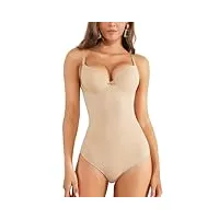 kumayes femme body gainant amincissant ventre plat dos nu avec armature de soutien efficace bretelle transparent réglable lingerie sculptante corset (couleur, l)