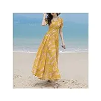 sdfgh robe imprimée femme robe longue en mousseline de soie Été bord de mer vacances (color : d, size : s code)