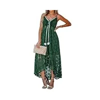 cupshe robe d'été pour femme boho maxi à lacets avec pompon col en v évasé à volants robes de plage vert clair xs