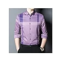 robe de mariée violet clair chemises en soie de style coréen pour hommes gent casual classic big size clothes fashion (color : purple, size : m)