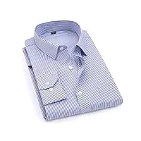 plus grande taille slim fit hommes affaires casual chemise à manches longues classique rayé homme social robe chemises (color : b, size : asian 4xl label 44)