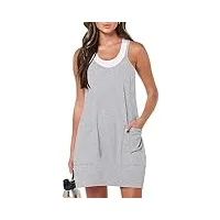 anrabess mini robe d'été 2023 sans manches décontractée courte pour femme, combinaison pour entraînement, tennis, athlétique, gris chiné, taille m