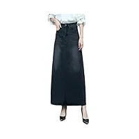 orandesigne femme vintage a-ligne jupe denim moda jupe basica denim maxi jupes casual taille haute longues jeans jupes d noir xl