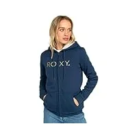 roxy femme itia zip sherpa logo vest, mood indigo, m eu