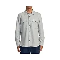 rvca thatll chemise de travail tissée à manches longues en flanelle pour homme, va cpo chemise/gris chiné, taille s
