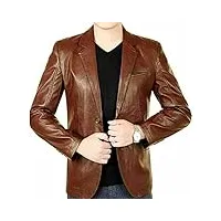 lp-facon blazer homme cuir véritable lambskin sport manteaux - veste en cuir homme, marron antique, l