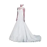 heuloria robe de mariée sirène col rond dentelle grande traine robe de mariage me-onw-0535 (as4, numeric, numeric_50, plus, regular, white)