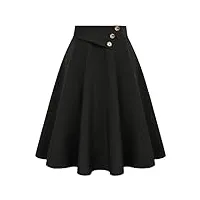 belle poque jupe plissée rétro femme midi jupe avec poches latérales pour cocktail soirée m noir