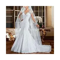 robes de mariée à longue queue blanche pour mariée, robes de soirée personnalisées plus taille pour les femmes blanches 50, generic, blanc, 54