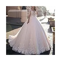 robes de mariée à longue queue blanche de la mariée pour la mariée, coutume romantique plus robes de soirée pour femmes blanches 50, generic, blanc, 44