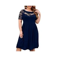 robe grande taille pour femme - style décontracté - en dentelle, bleu foncé, 4xl grande taille