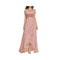 daisyaner robe de soirée élégante maxi pour femme - robe de cocktail - robe longue de bal - ourlet fendu, blush, l