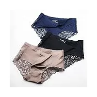dshgdjf 3 pièces/lot culotte en dentelle sans couture femmes sous-vêtements slips nylon soie for dames lingerie transparente (color : d, size : x-lcode)