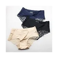dshgdjf 3 pièces/lot culotte en dentelle sans couture femmes sous-vêtements slips nylon soie for dames lingerie transparente (color : b, size : mcode)