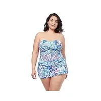 profile by gottex tropic boom maillot de bain bandeau pleine silhouette pièce, multicolore/bleu, 52 plus femme