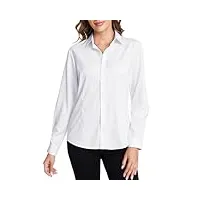 tapata femme tops robes chemises à boutons manches longues col office stretch casual top, white, classique, medium