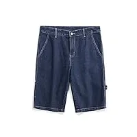 mgwye bleu foncé denim shorts hommes d'été classique casual pantalon cargo taille Élastique baggy straight short jeans (color : d, size : asia 36)