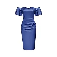 robe femme casual col en v bretelles amovibles et manches courtes lanterne pour quotidien shopping xxl bleu royal