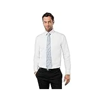 vincenzo boretti chemise homme coupe normale regular-fit, 100% coton, tissu infroissable et agréable à porter, manches-longues, col kent, unie blanc 41-42